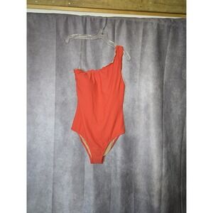 J.Crew Bathing Swim Suit Orange One Shoulder Size M Medium 1-pc Scalloped
